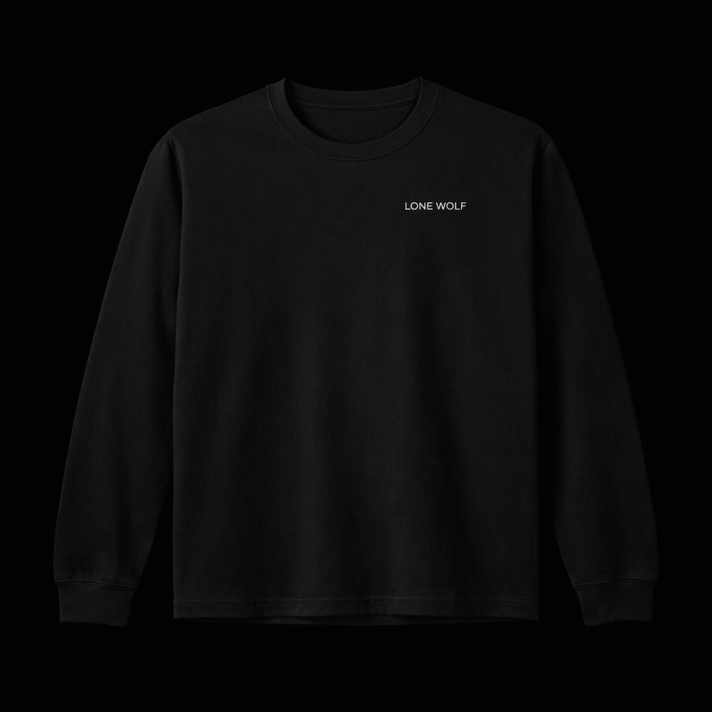 Built Alone Long Sleeve Tee — Minimal Black Men's Shirt