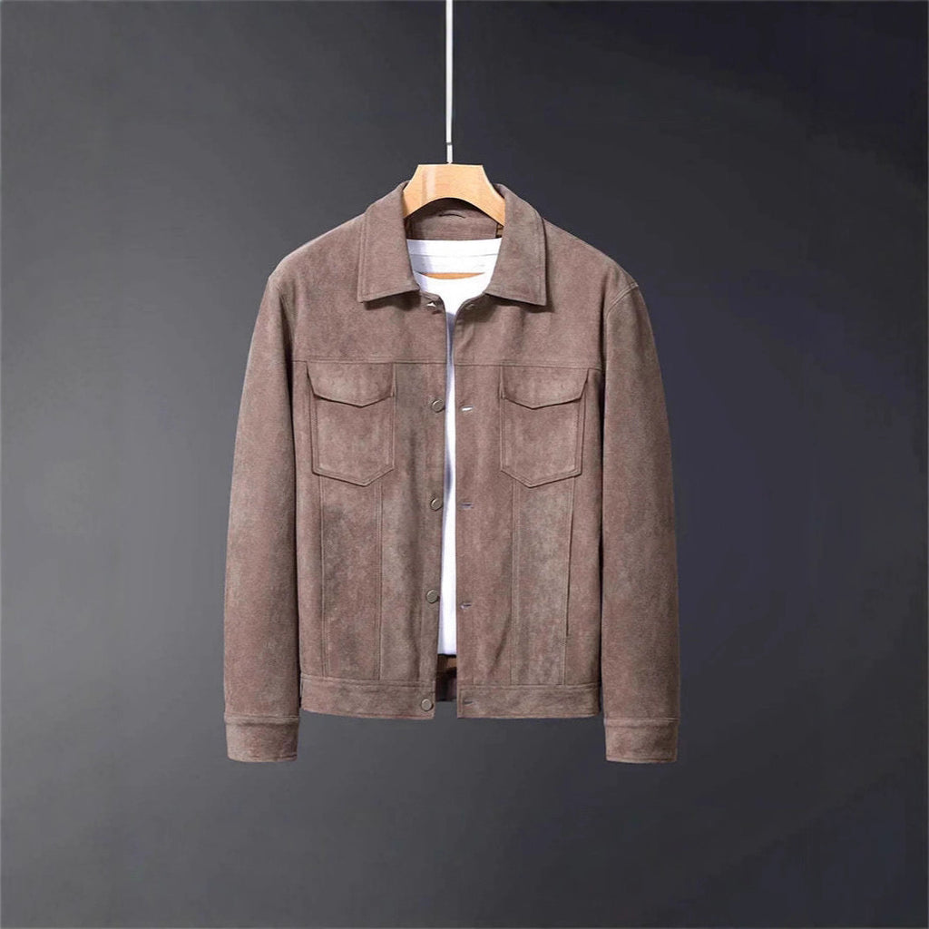 Deer Suede Men's Winter Lapel Work Jacket